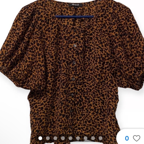 Madewell Animal Print Blouse w Balloon Sleeves - Picture 3 of 8